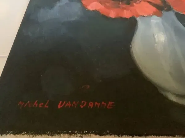 Illustration numéro 3 du produit Grand tableau bouquet de fleurs huile sur toile signée