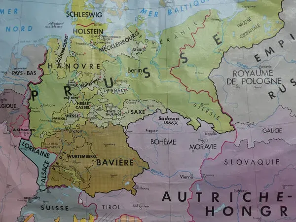 Illustration numéro 3 du produit Carte d'école vintage MDI L'unité Allemande et Italienne