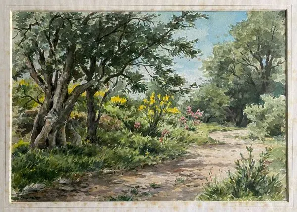 Illustration numéro 3 du produit Tableau Aquarelle Jeep Nefkens (1926/1999) Aquarelle ''Le Jardin