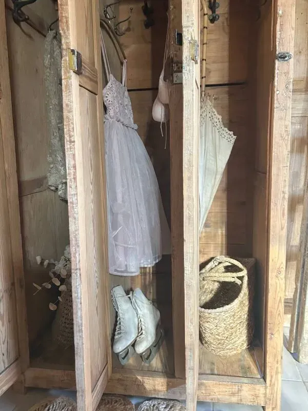 Illustration numéro 3 du produit Ancien vestiaire d’atelier en bois 3 portes