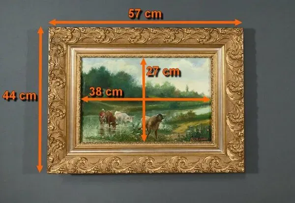 Illustration numéro 3 du produit Huile sur Toile « Pâturages » de N. Okolowicz – Début XXe