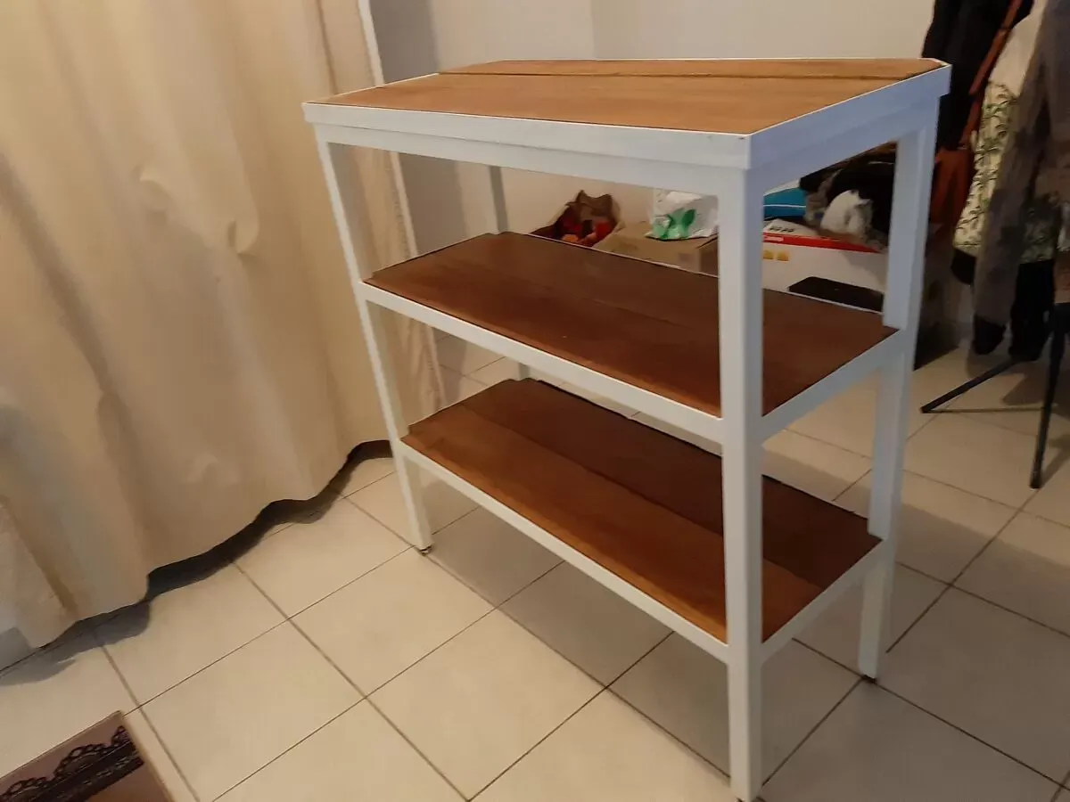 Illustration numéro 3 du produit Console industrielle fer et bois exotique