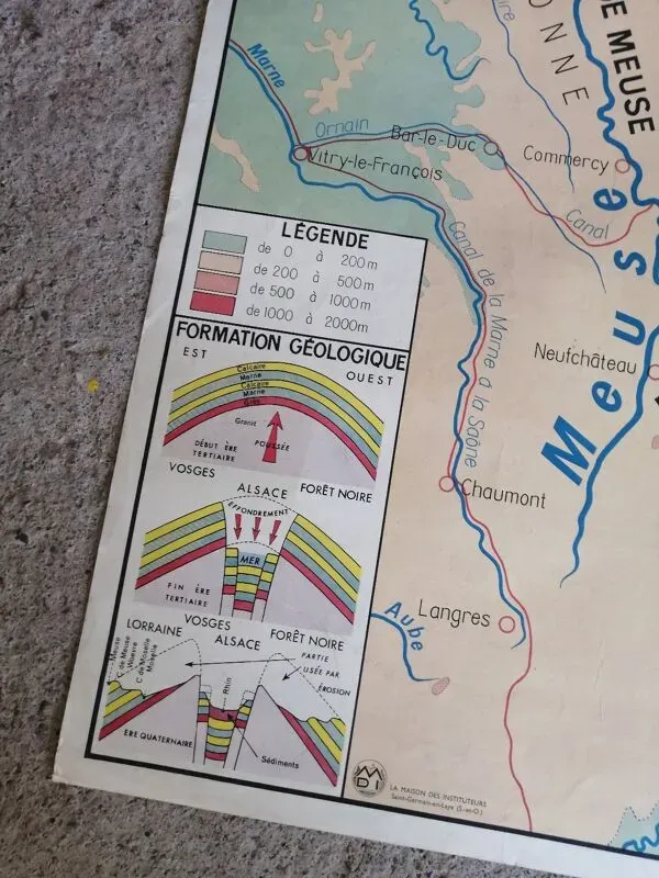 Illustration numéro 3 du produit Carte scolaire vintage mdi France Régions Nord et Est