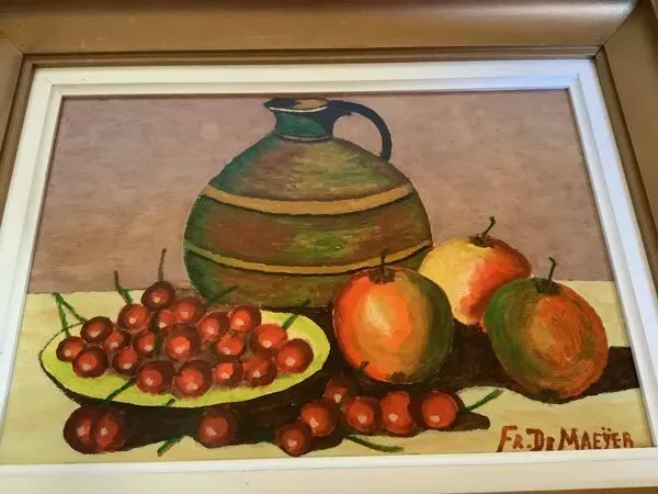 Illustration numéro 3 du produit Tableau nature morte huile sur panneau signée