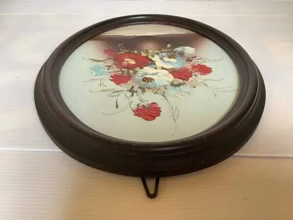 Illustration numéro 3 du produit Tableau ovale bouquet de fleurs huile sur panneau