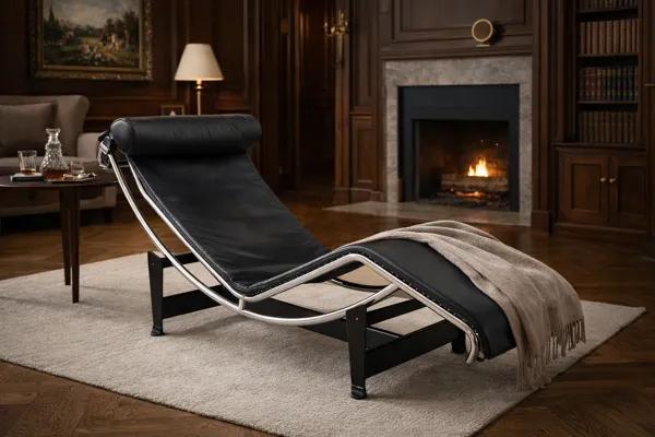 Illustration numéro 3 du produit Chaise longue LC4 signée – Le Corbusier / Cassina – cuir noir