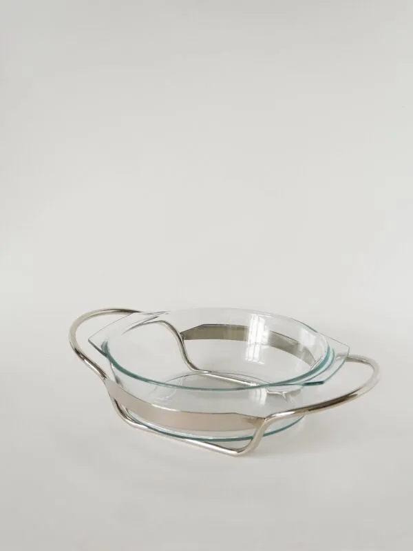 Illustration numéro 3 du produit Grand saladier en verre et métal argenté, 1950