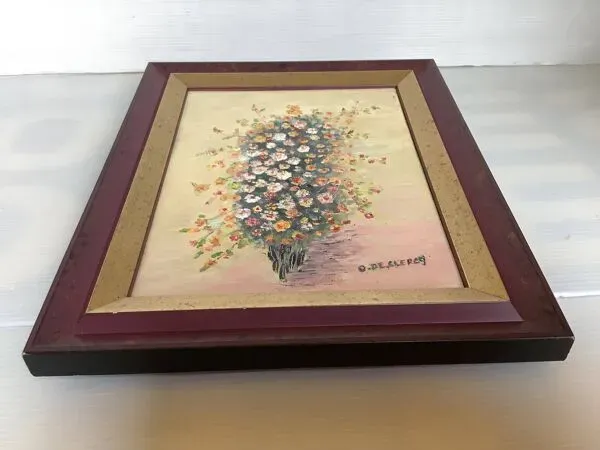 Illustration numéro 3 du produit Cadre tableau huile sur toile ''fleurs'' signé Declercq