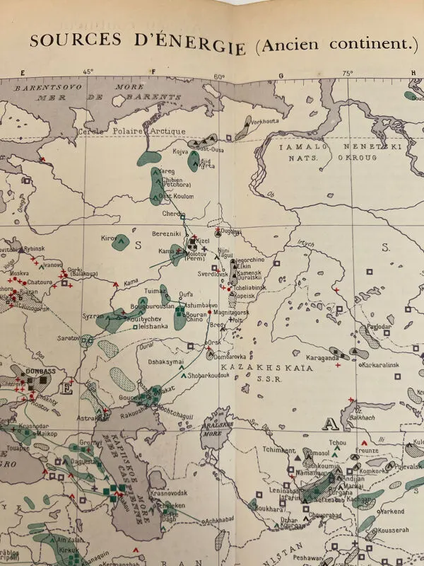 Illustration numéro 3 du produit Sources d’énergie — Ancien continent   Carte thématique originale