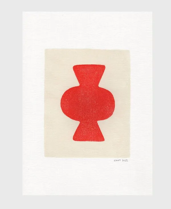 Illustration numéro 3 du produit Peinture abstraite sur papier col.rouge primaire signée Eawy