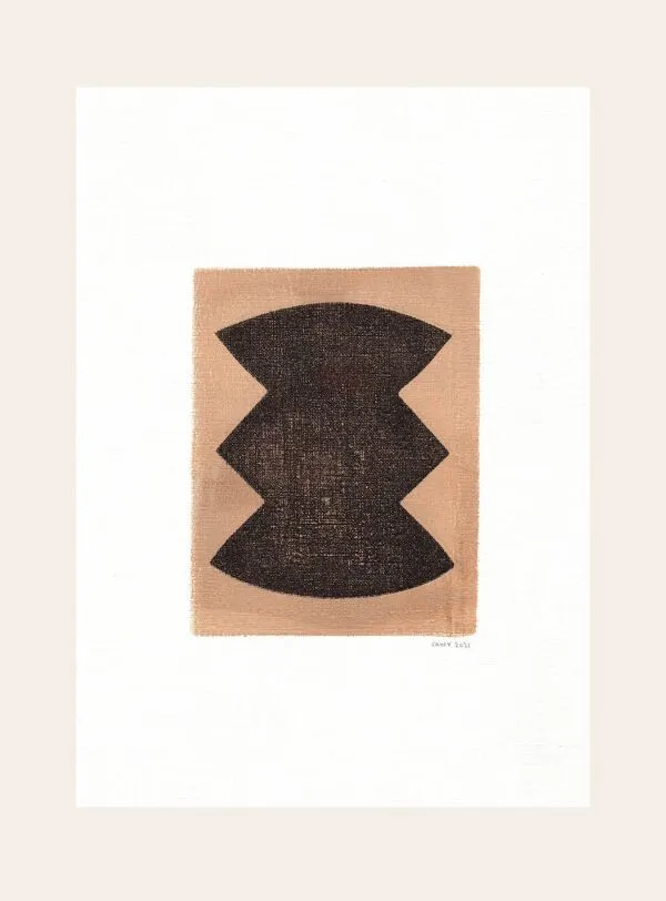 Illustration numéro 3 du produit Peinture abstraite sur papier encadrée signée Eawy col. marron et noir