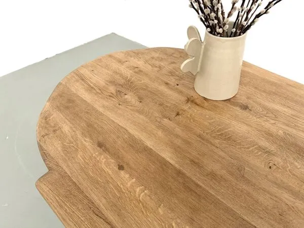 Illustration numéro 3 du produit Table basse XXL ovale en chêne massif, piètement cylindrique, années 50