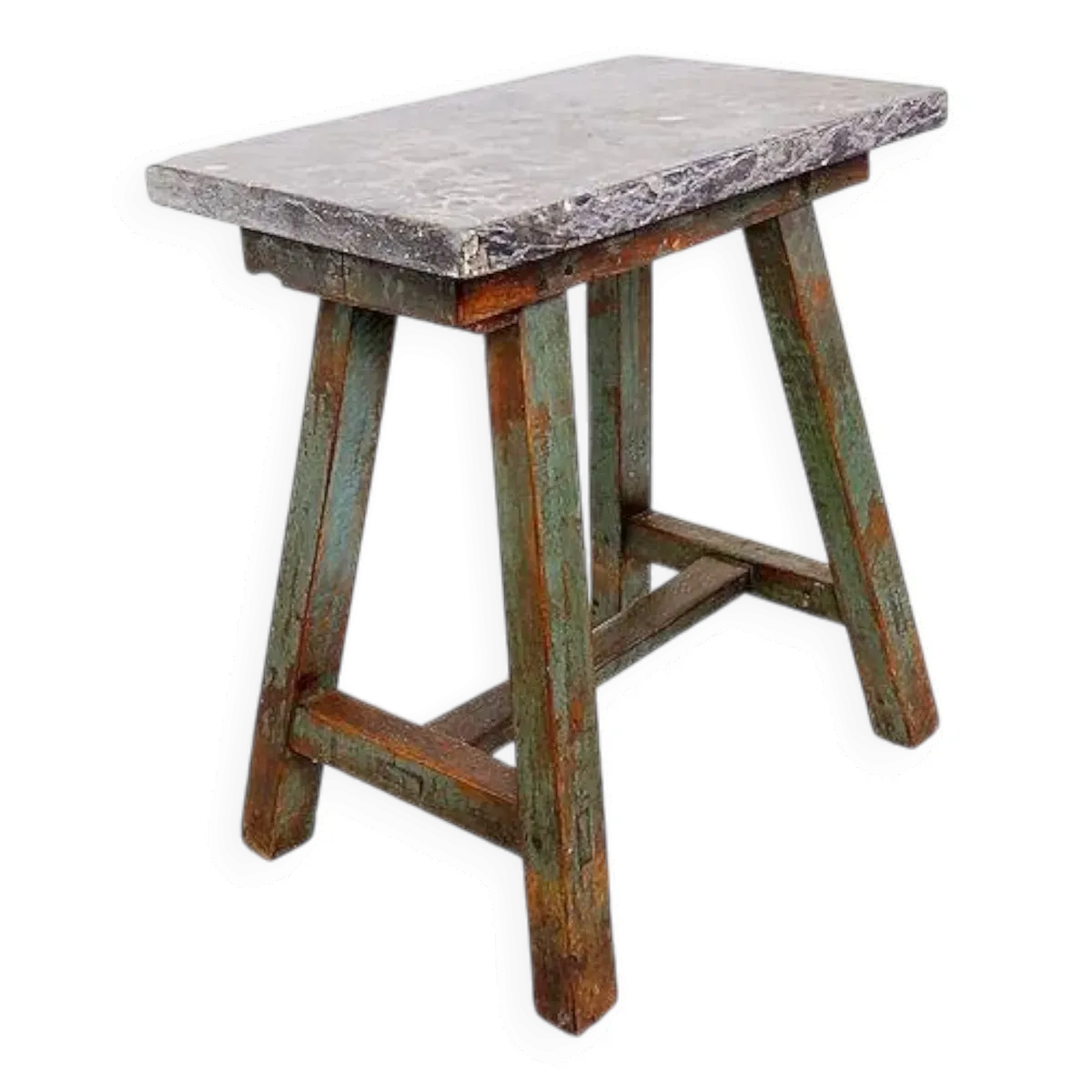 Illustration numéro 3 du produit Industrial Console/table bluestone top and green weathered wood