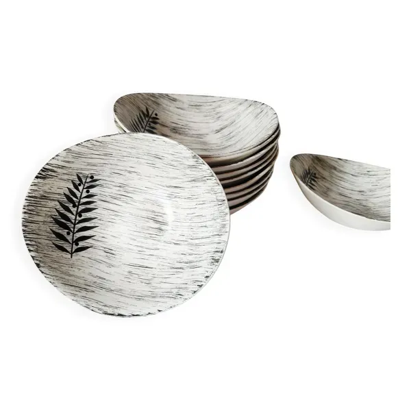 Illustration numéro 3 du produit Vintage french 1960s stalins tolede - toledo dessert bowls black olive leaf