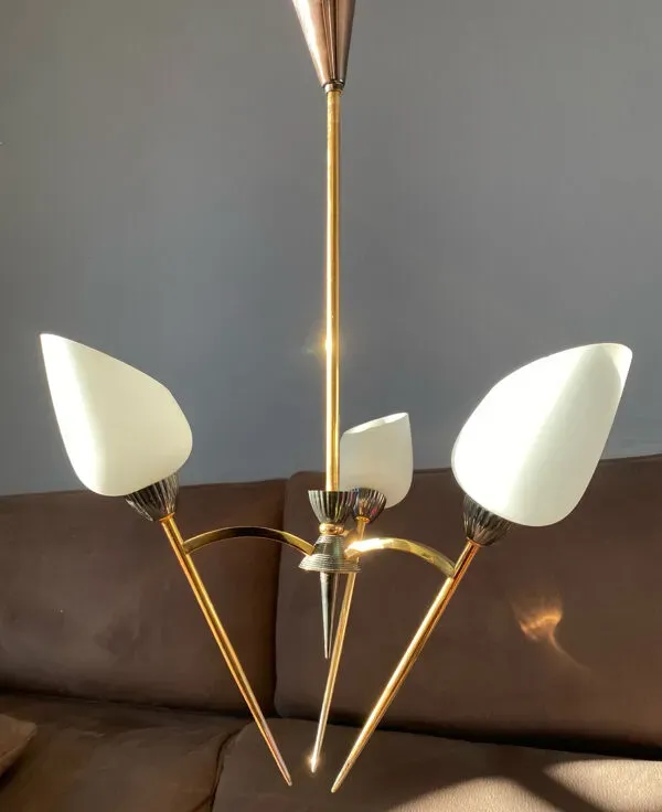 Illustration numéro 3 du produit Rare Lustre Vintage des années 60, dans l’esprit Stilnovo / Maison Arlus.