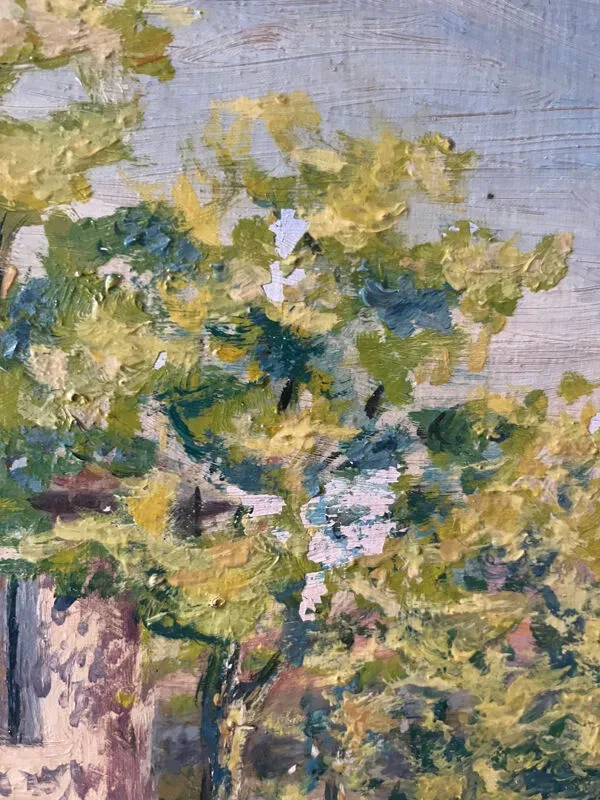 Illustration numéro 3 du produit “Lioujas Ecole”, Aveyron, huile sur toile signé L Durand 1957