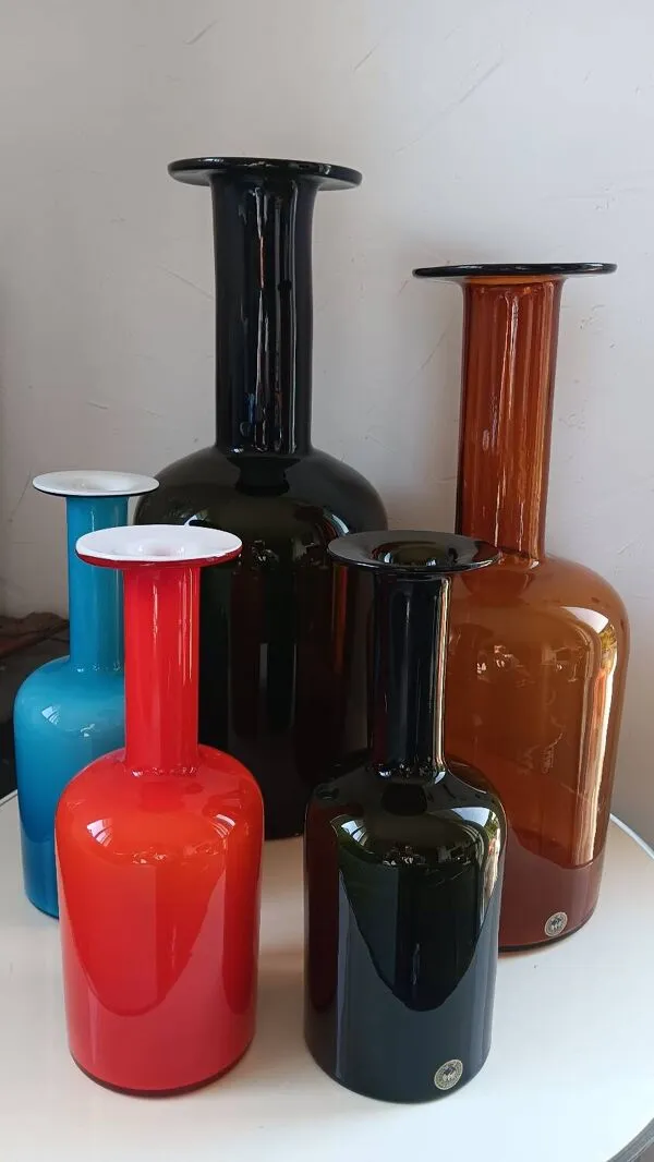 Illustration numéro 3 du produit Ensemble de 5 gulvase de otto brauer pour holmegaard- danemark