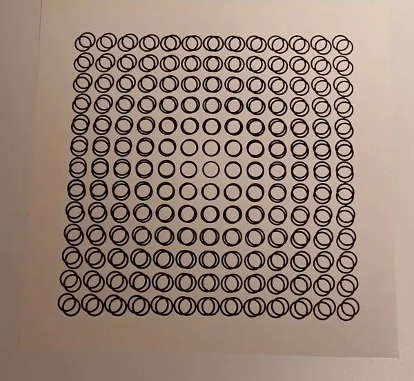 Illustration numéro 3 du produit ​Sérigraphie Vasarely - ''Cinétique Profonde'' - Illusion 3D & Noir et B