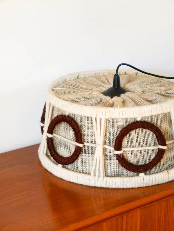 Illustration numéro 3 du produit Suspension ronde en laine à motifs géométriques, Beige, Design, 1970