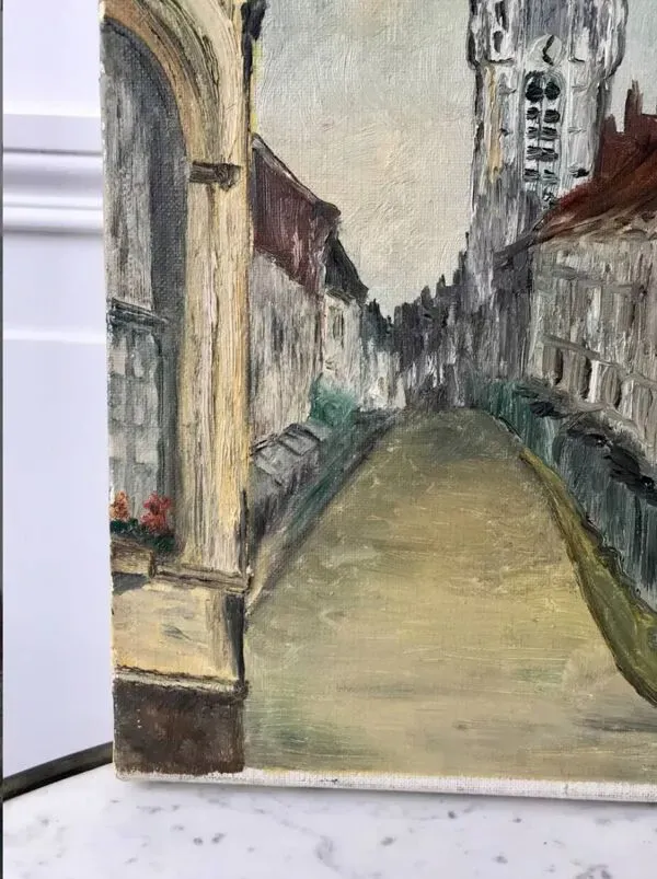 Illustration numéro 3 du produit Tableau huile sur toile rue église XXème