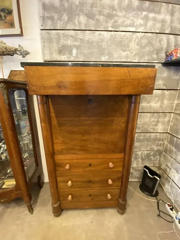 Illustration numéro 3 du produit Secretaire style louis xvi en noyer fin xixeme avec tiroirs