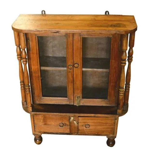 Illustration numéro 3 du produit Vitrine bijoutier marron sur pieds meuble de metier bois teck inde