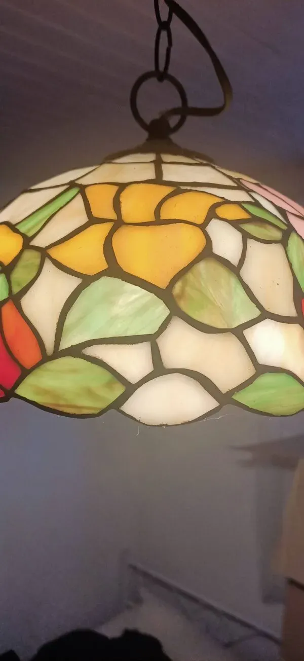 Illustration numéro 3 du produit Suspension vitrail style Tiffany – Ø 30 cm – verre véritable – lourde