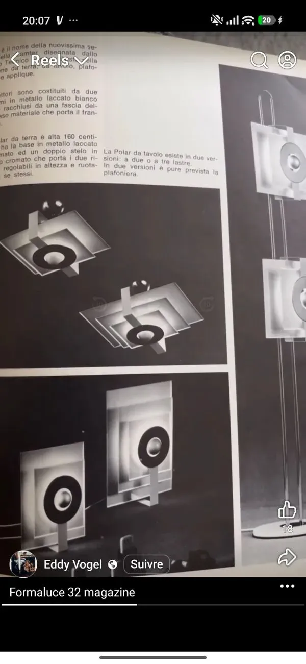 Illustration numéro 3 du produit Lampadaire Op art-Space age ''polar'' serie vers 1963.