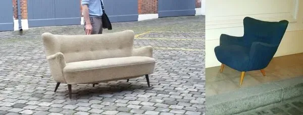 Illustration numéro 3 du produit Reare Fauteuil Club Wing chair organic annéee 50