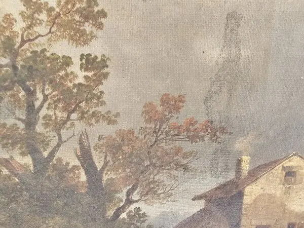 Illustration numéro 3 du produit Tableau Huile sur Toile Paysage de campagne école XIX - Signé C. Rougeot 18