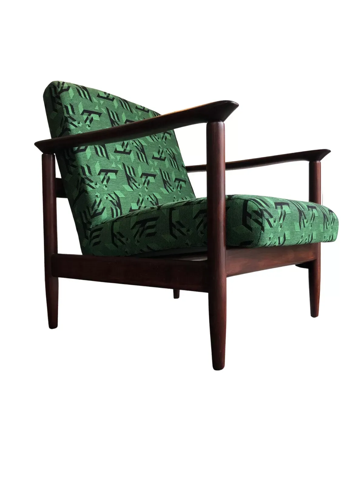 Illustration numéro 3 du produit Fauteuils en jacquard vert, par Edmund Homa, années 1960, ensemble de deux