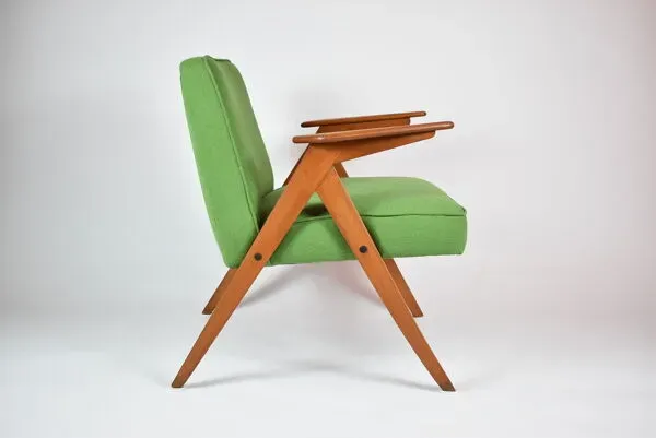 Illustration numéro 3 du produit Fauteuil bunny, restauré, tissu vert, années 1960