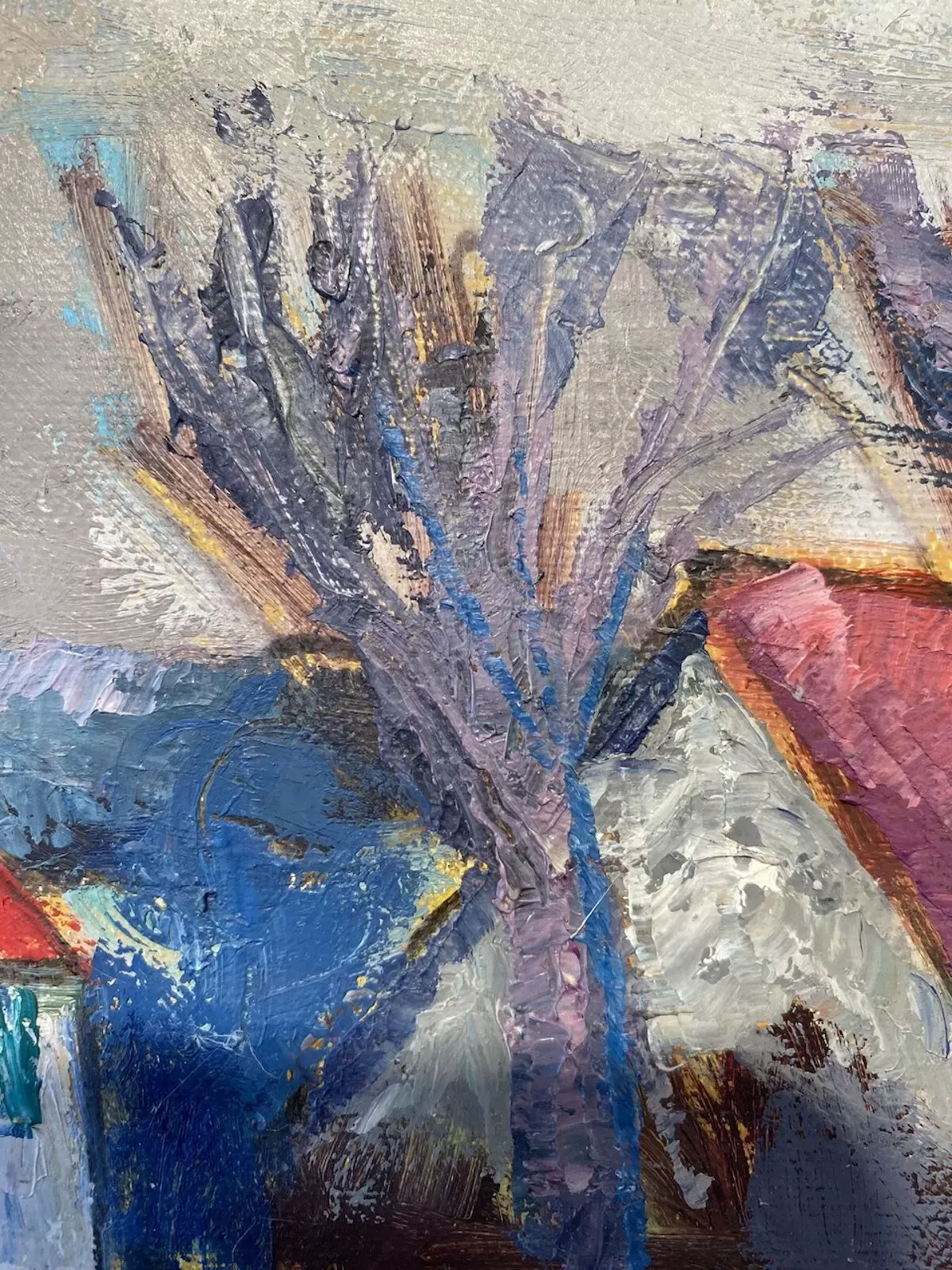 Illustration numéro 3 du produit Tableau ancien, paysage urbain, années 70