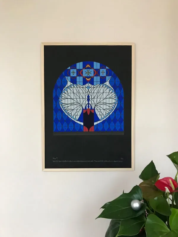 Illustration numéro 3 du produit Lithographie originale de franco borga.vitrail st-martin-des-rosiers