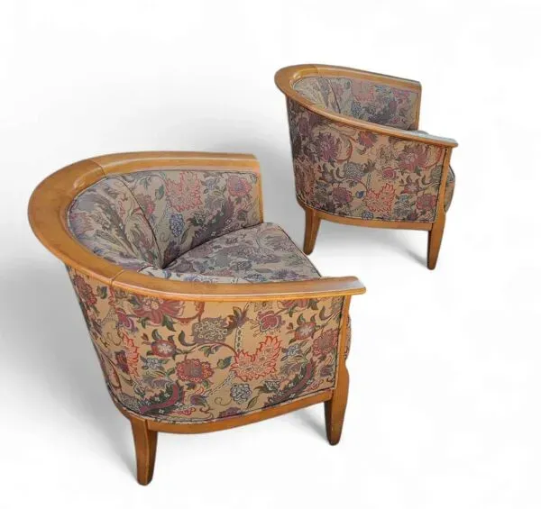 Illustration numéro 3 du produit 2 x fauteuil / fauteuil club / tissu fleuri / années 1980