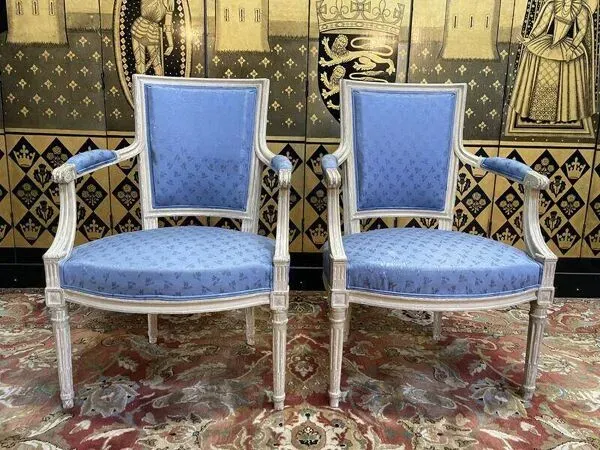 Illustration numéro 3 du produit Paire de fauteuils cabriolets de style Louis XVI