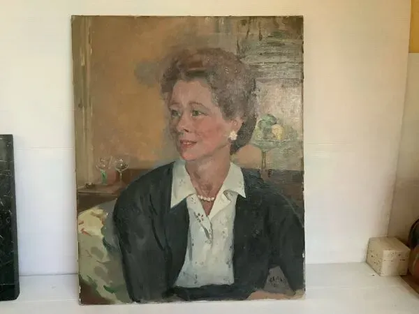 Illustration numéro 3 du produit Grand tableau portrait de femme huile sur toile signée