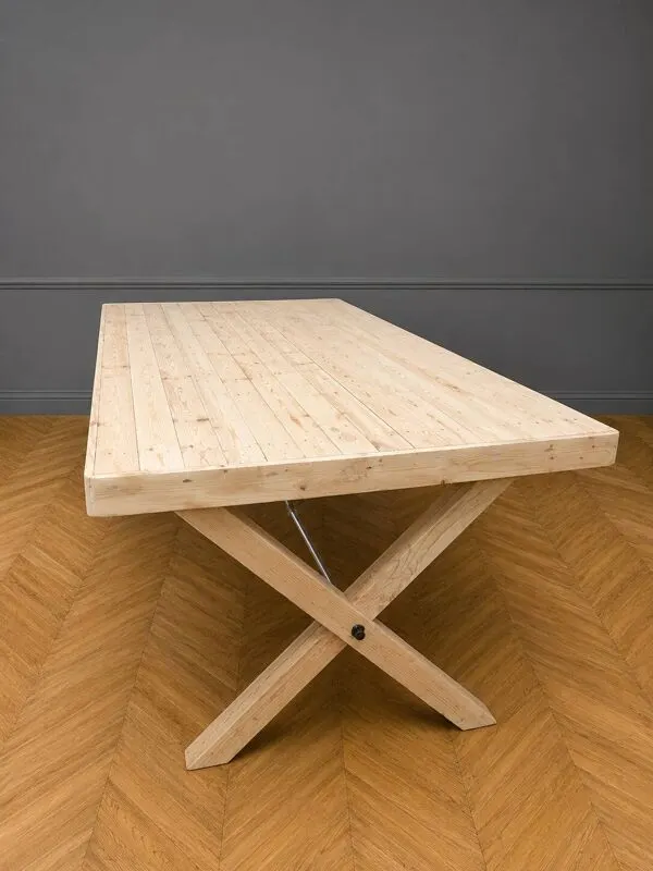 Illustration numéro 3 du produit Table design industriel / bois massif aérogommé / L 242 cm