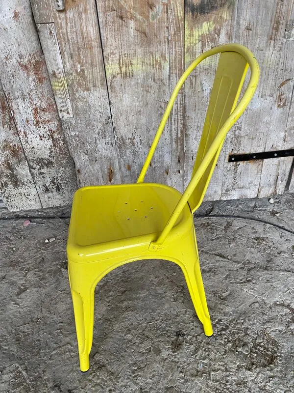 Illustration numéro 3 du produit Chaise Industrielle Style TOLIX Metal Jaune Vintage #D709