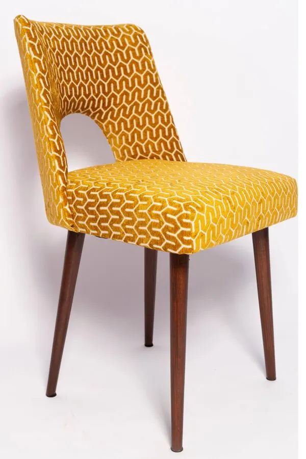 Illustration numéro 3 du produit Chaise coquille jaune moutarde style milieu du siècle, Europe, années 1960