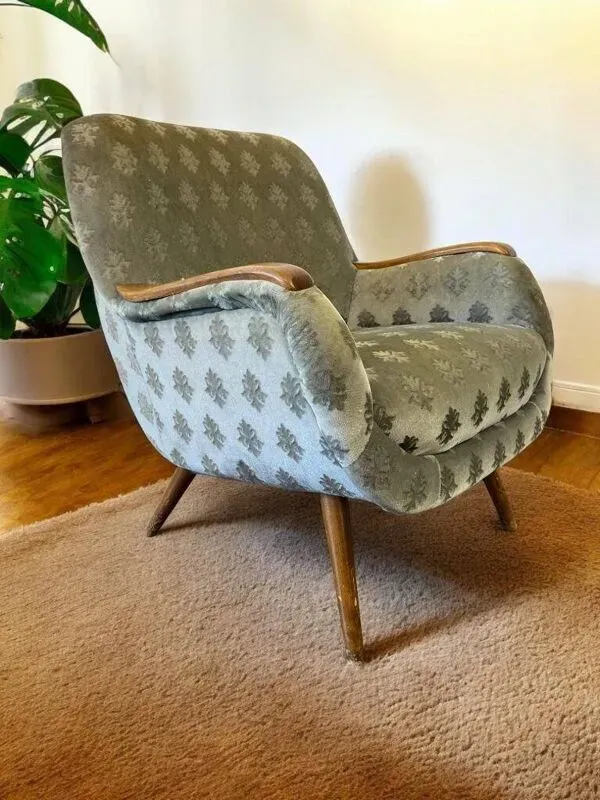 Illustration numéro 3 du produit Fauteuil cocktail vintage bleu clair / fauteuil / fauteuil une place