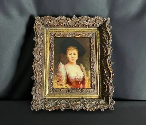 Illustration numéro 3 du produit Portrait de femme élégante, huile sur panneau - François Maury (1861–1