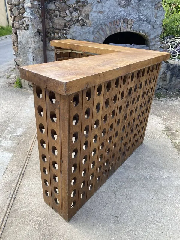 Illustration numéro 3 du produit Bar d’angle en L bois noyer massif meuble métier comptoir bistrot accueil