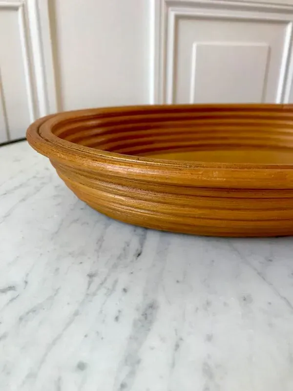 Illustration numéro 3 du produit Corbeille en rotin et bois années 70