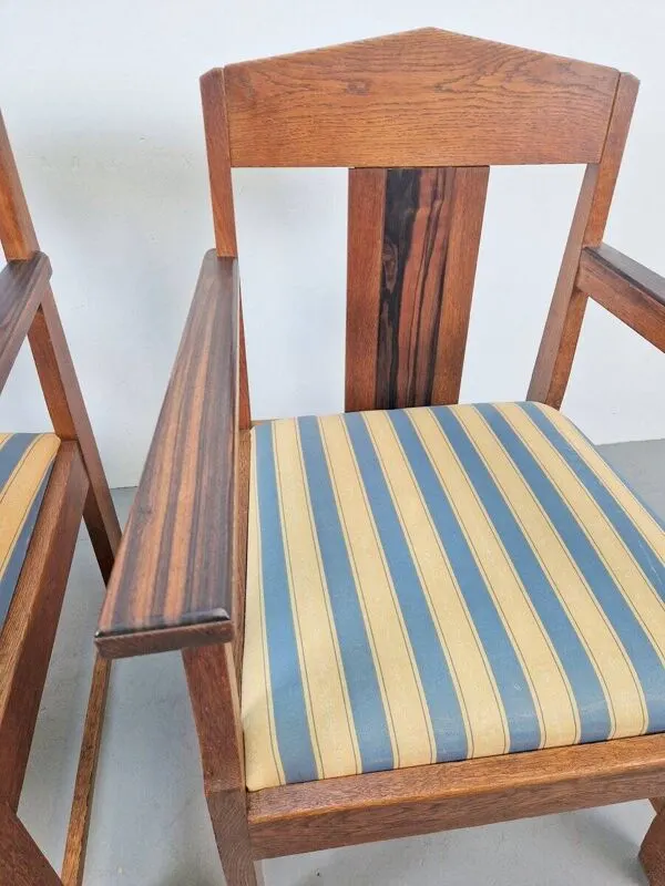 Illustration numéro 3 du produit Fauteuils Art Déco de l'École de La Haye en chêne et ébène, années 1920, ensemble de 2
