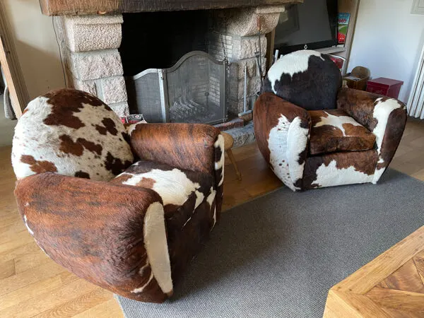 Illustration numéro 3 du produit Fauteuils club en peau de vache