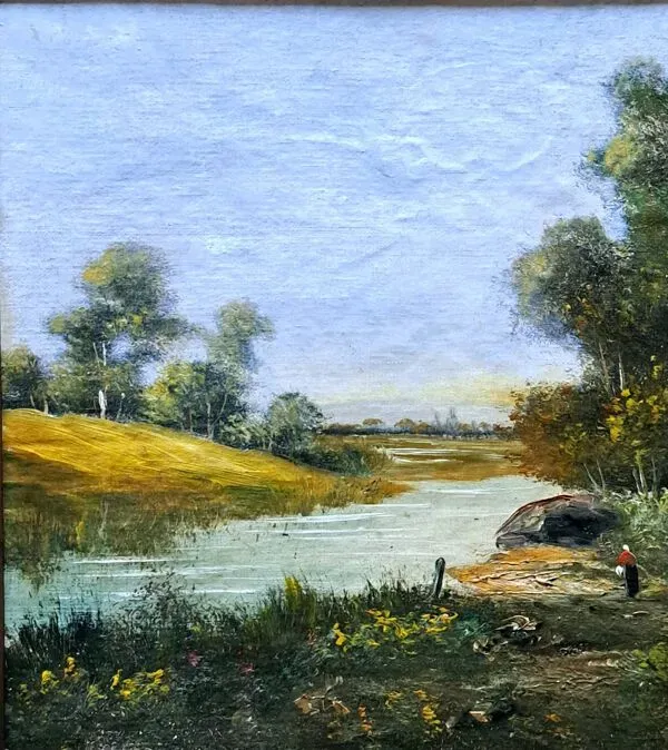 Illustration numéro 3 du produit Tableau impressionniste -  Huile sur toile, Ecole française - Barbizon