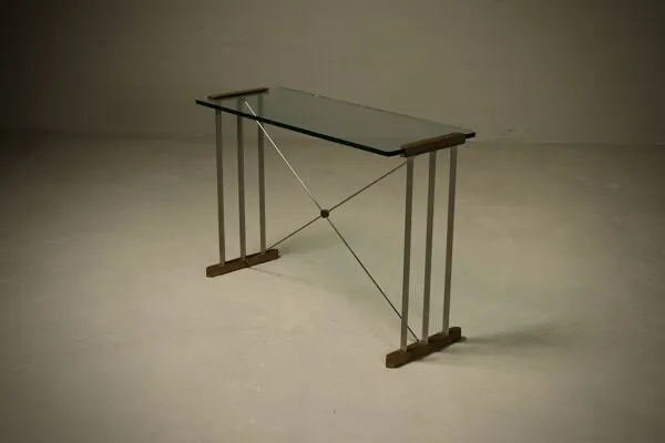 Illustration numéro 3 du produit Table console en laiton, plateau en verre par Peter Ghyczy, années 1970