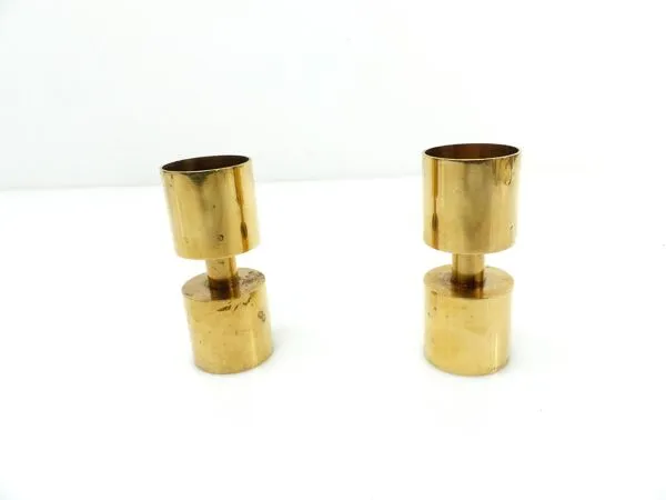 Illustration numéro 3 du produit Paire de bougeoirs Zoégas Kaffe en laiton massif, Suède 1976