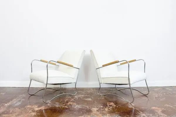 Illustration numéro 3 du produit Chaises de style Bauhaus, années 1950, Pologne, ensemble de 2
